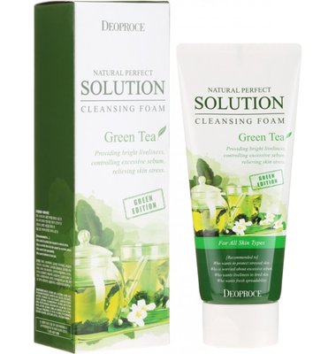 Пінка для вмивання з зеленим чаєм Deoproce Natural Perfect Solution Cleansing Foam Green Tea, 170 мл 8809240769614 фото